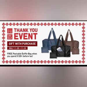 New UNIQLO Packable Travel Duffle Bag Brown Unused Sealed